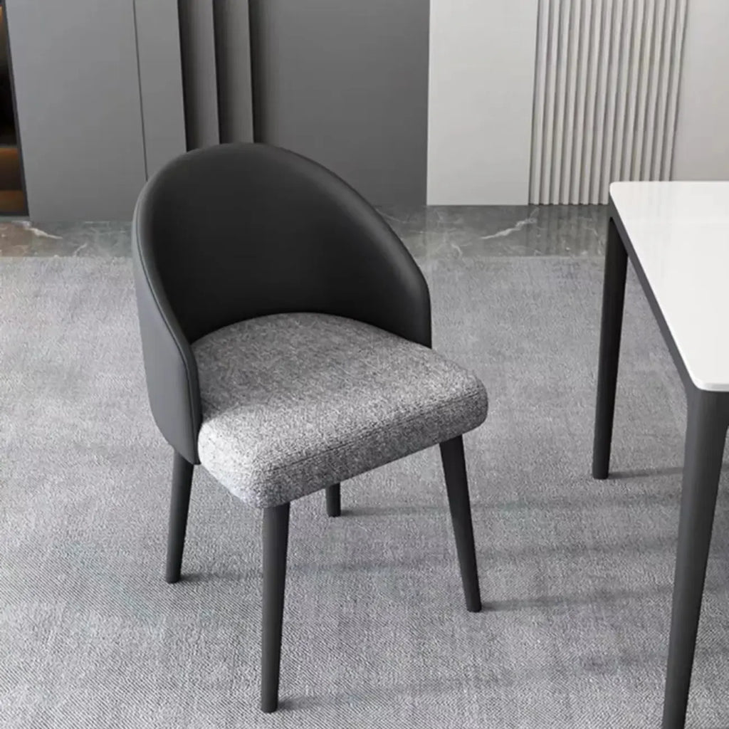 Chaise de salle à manger minimaliste noire rembourrée en tissu, dossier bas