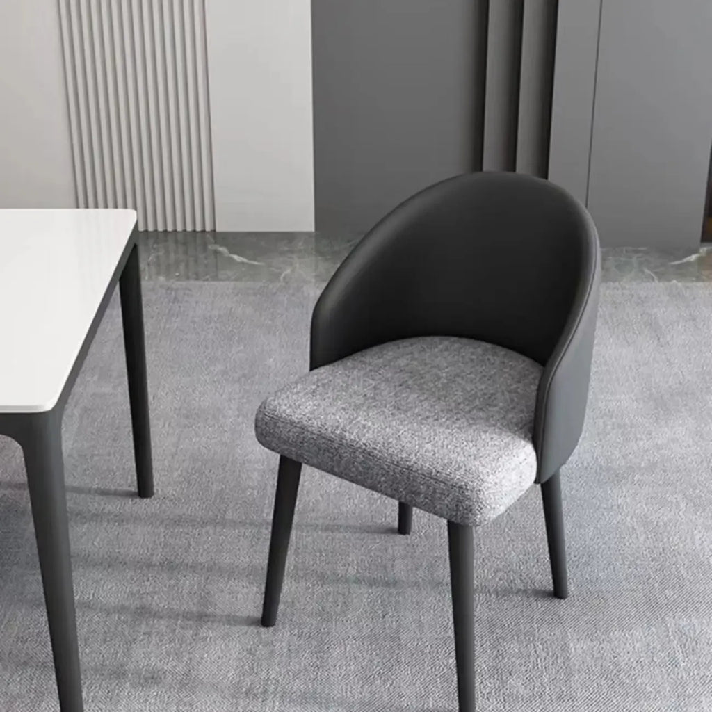 Chaise de salle à manger minimaliste noire rembourrée en tissu, dossier bas