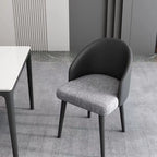 Chaise de salle à manger minimaliste noire rembourrée en tissu, dossier bas
