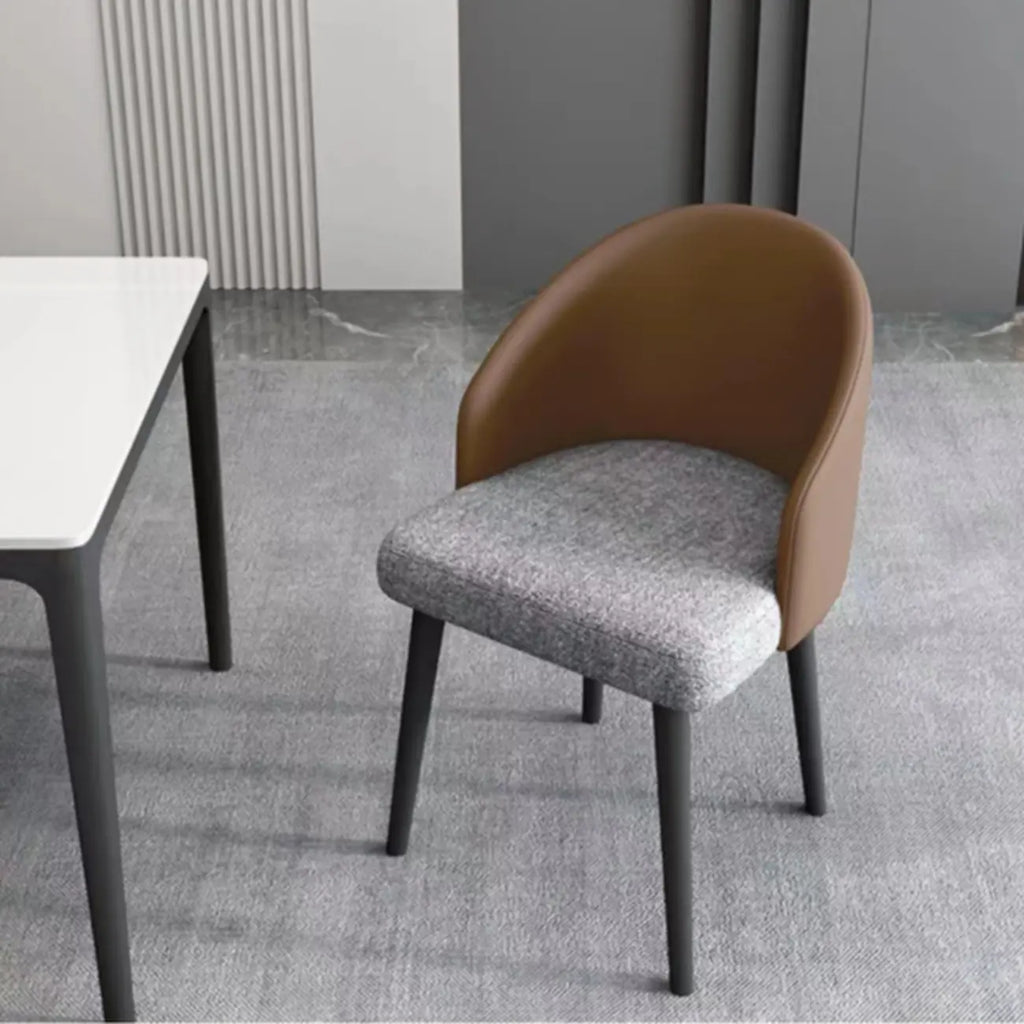 Chaise de salle à manger minimaliste noire rembourrée en tissu, dossier bas