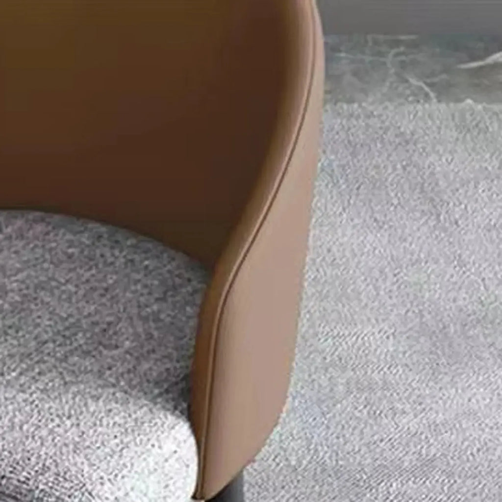 Chaise de salle à manger minimaliste noire rembourrée en tissu, dossier bas