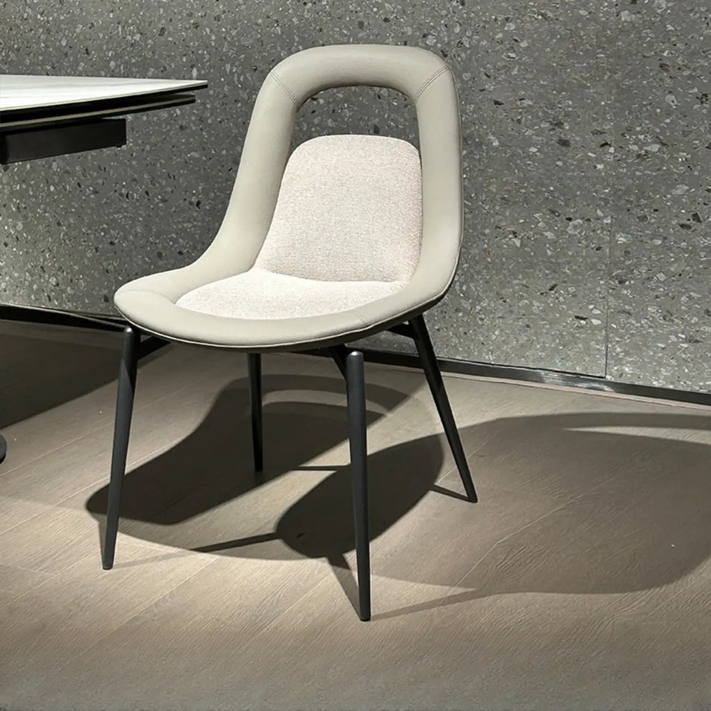 Chaises de salle à manger contemporaines orange rembourrées à dossier ouvert
