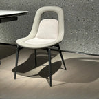 Chaises de salle à manger contemporaines orange rembourrées à dossier ouvert
