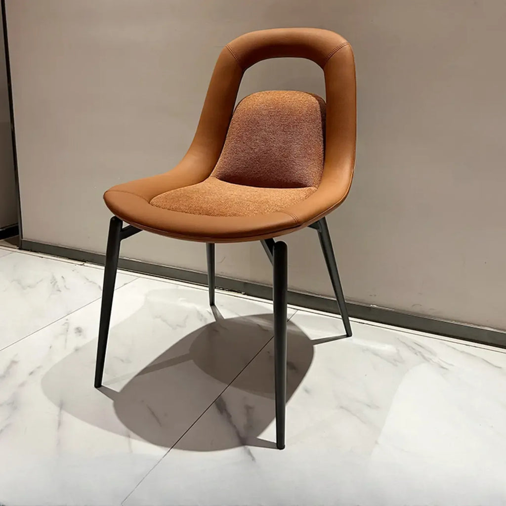 Chaises de salle à manger contemporaines orange rembourrées à dossier ouvert