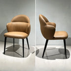 Chaises de salle à manger contemporaines orange rembourrées à dossier ouvert
