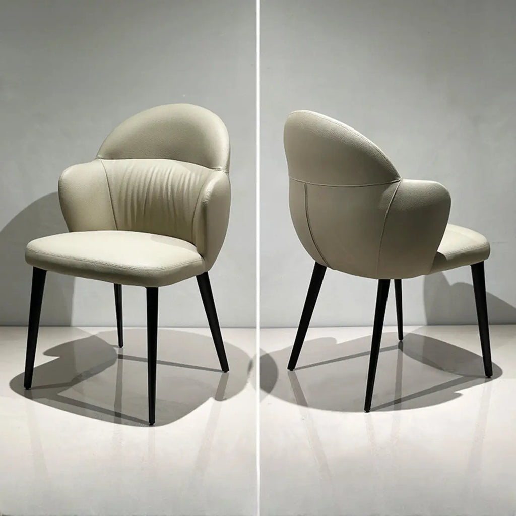 Chaises de salle à manger contemporaines orange rembourrées à dossier ouvert