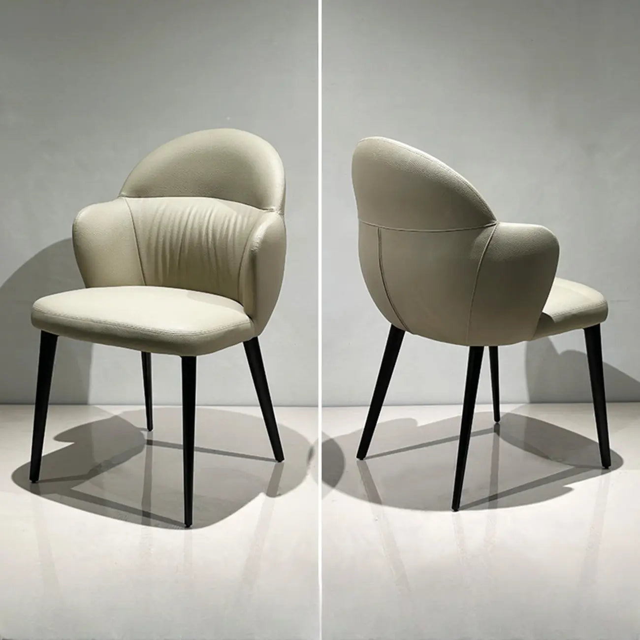 Chaises de salle à manger contemporaines orange rembourrées à dossier ouvert
