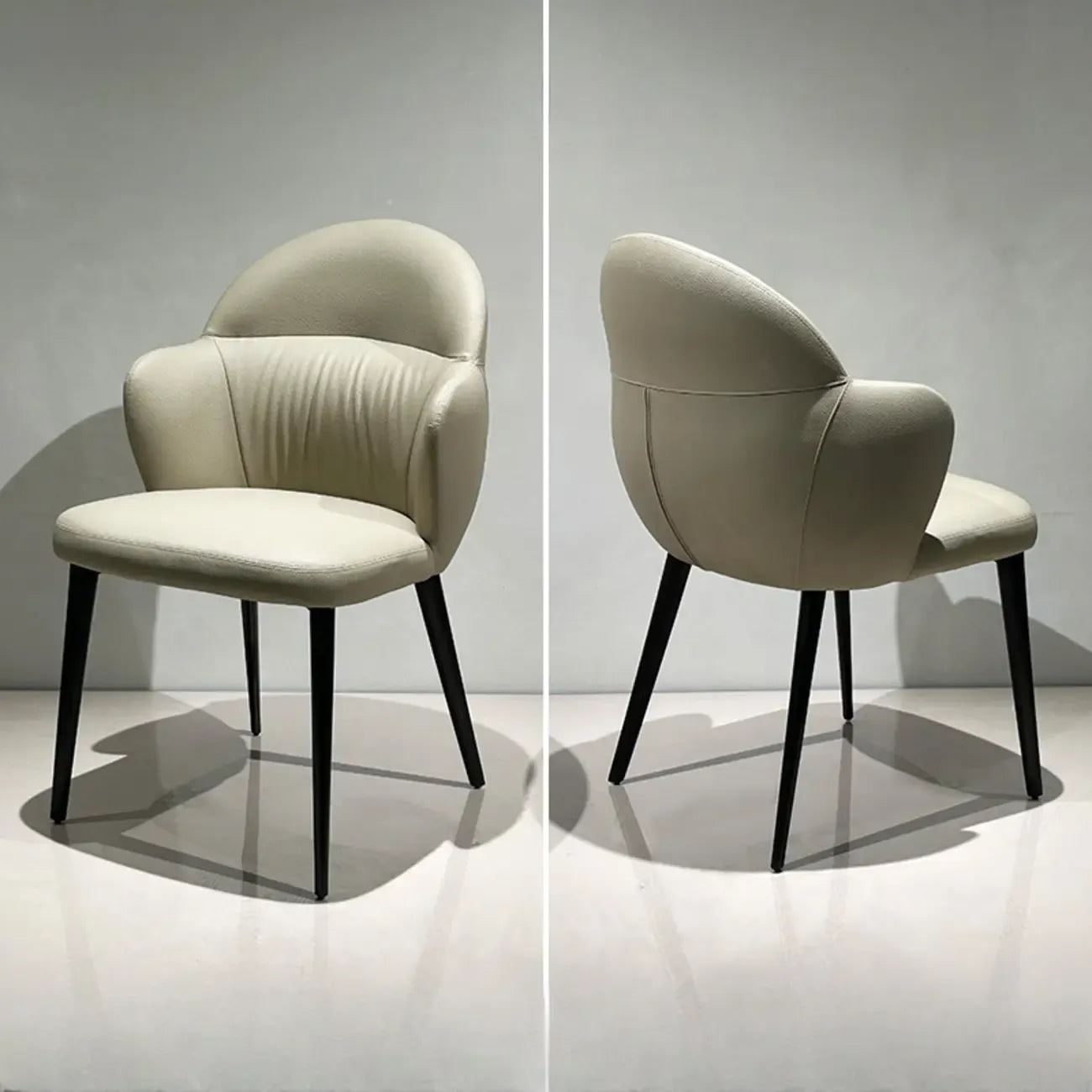 Chaises de salle à manger contemporaines orange rembourrées à dossier ouvert