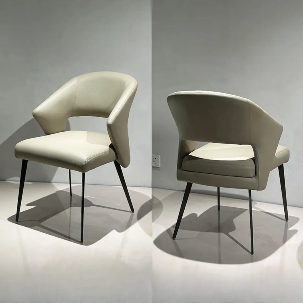 Chaises de salle à manger contemporaines orange rembourrées à dossier ouvert