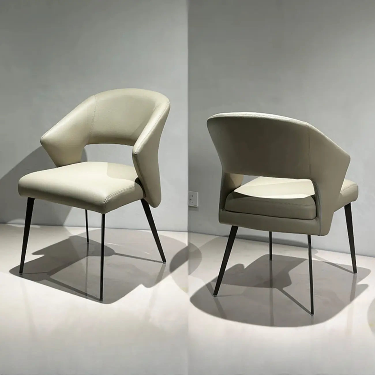 Chaises de salle à manger contemporaines orange rembourrées à dossier ouvert