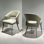 Chaises de salle à manger contemporaines orange rembourrées à dossier ouvert