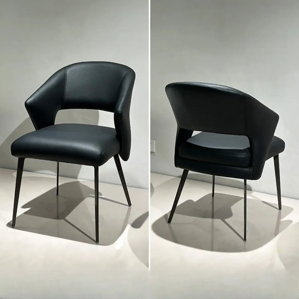 Chaises de salle à manger contemporaines orange rembourrées à dossier ouvert