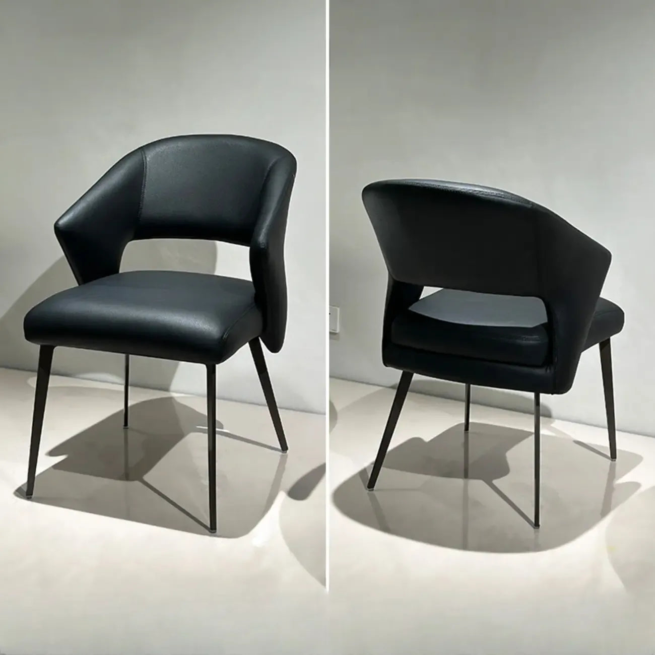 Chaises de salle à manger contemporaines orange rembourrées à dossier ouvert