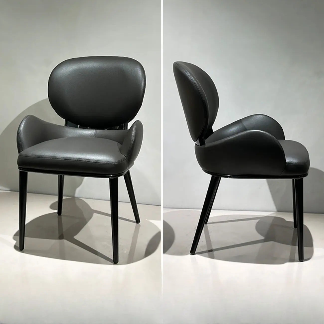 Chaises de salle à manger contemporaines orange rembourrées à dossier ouvert