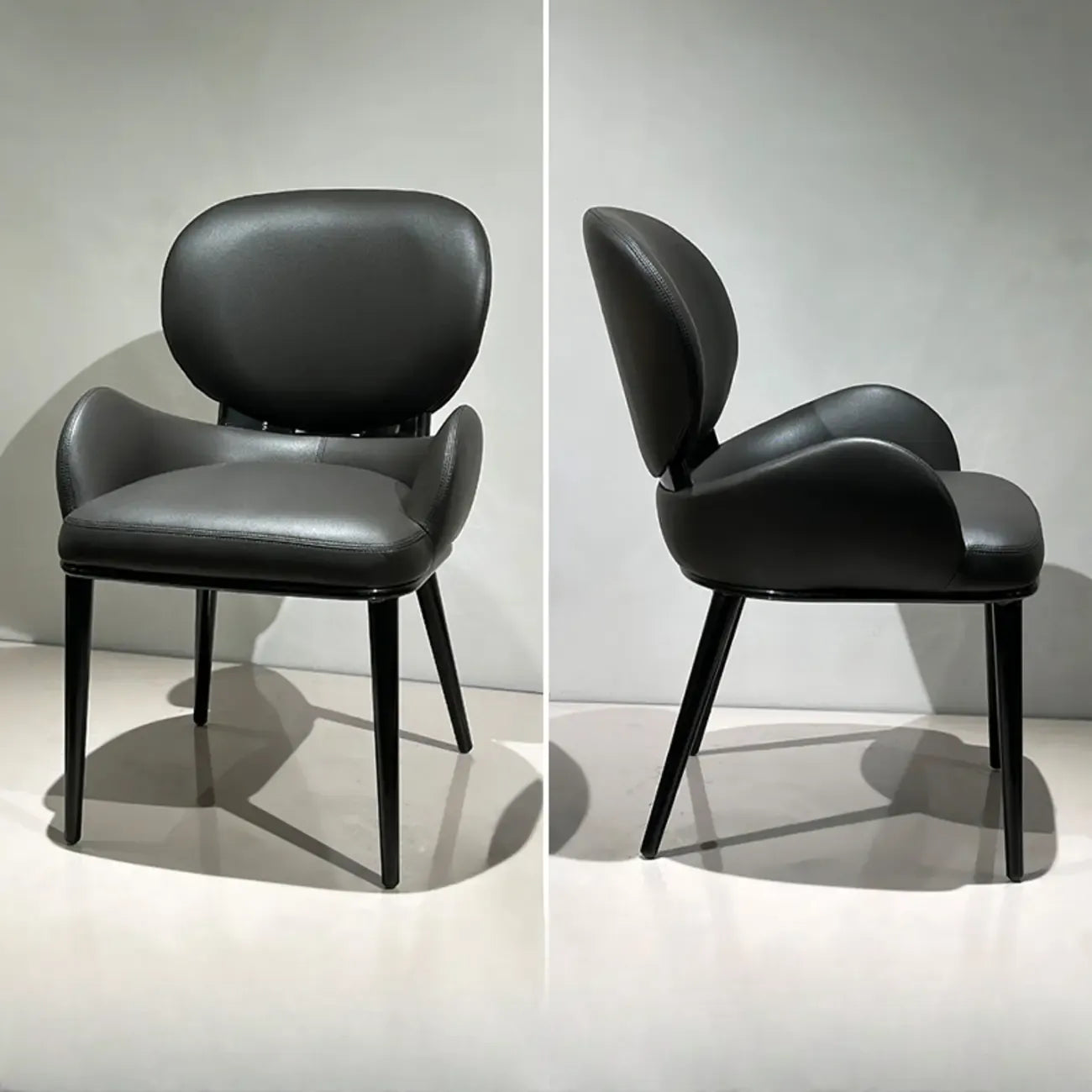 Chaises de salle à manger contemporaines orange rembourrées à dossier ouvert