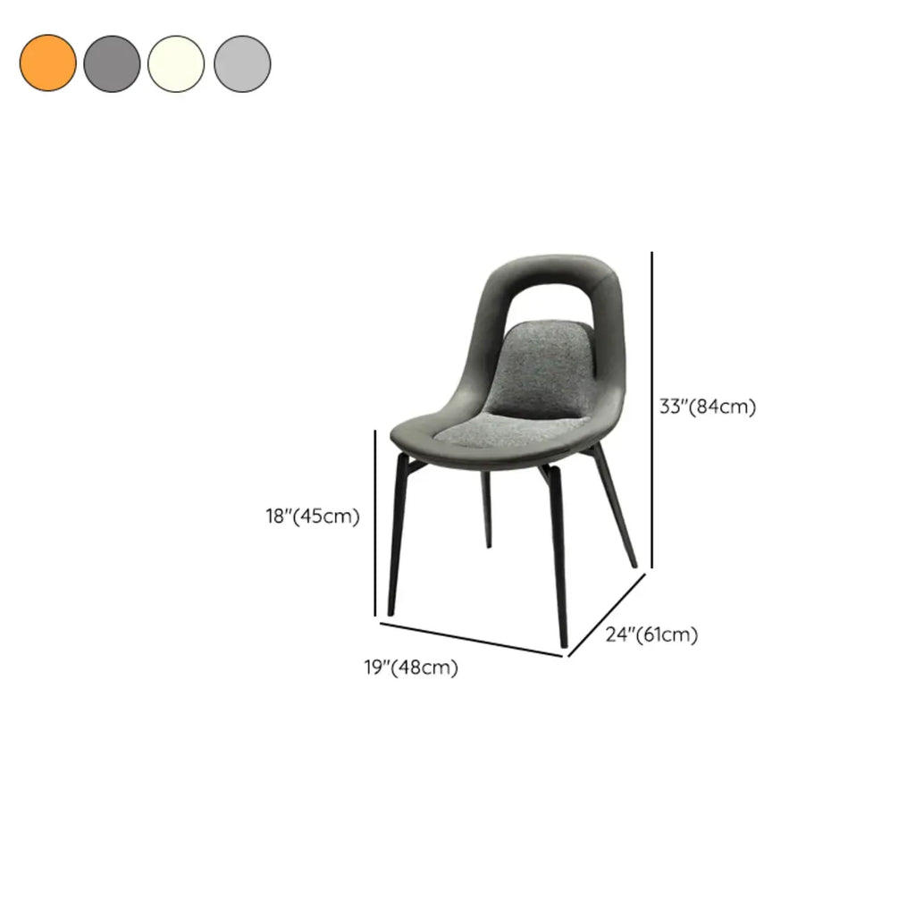 Chaises de salle à manger contemporaines orange rembourrées à dossier ouvert