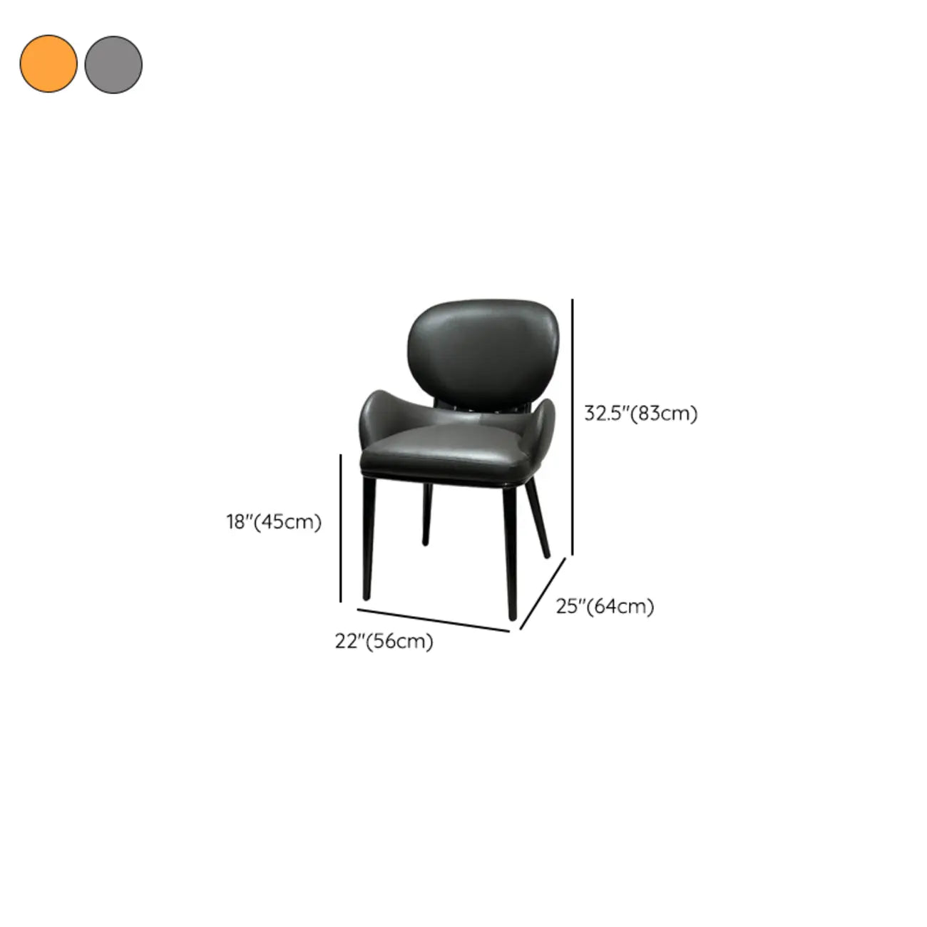Chaises de salle à manger contemporaines orange rembourrées à dossier ouvert