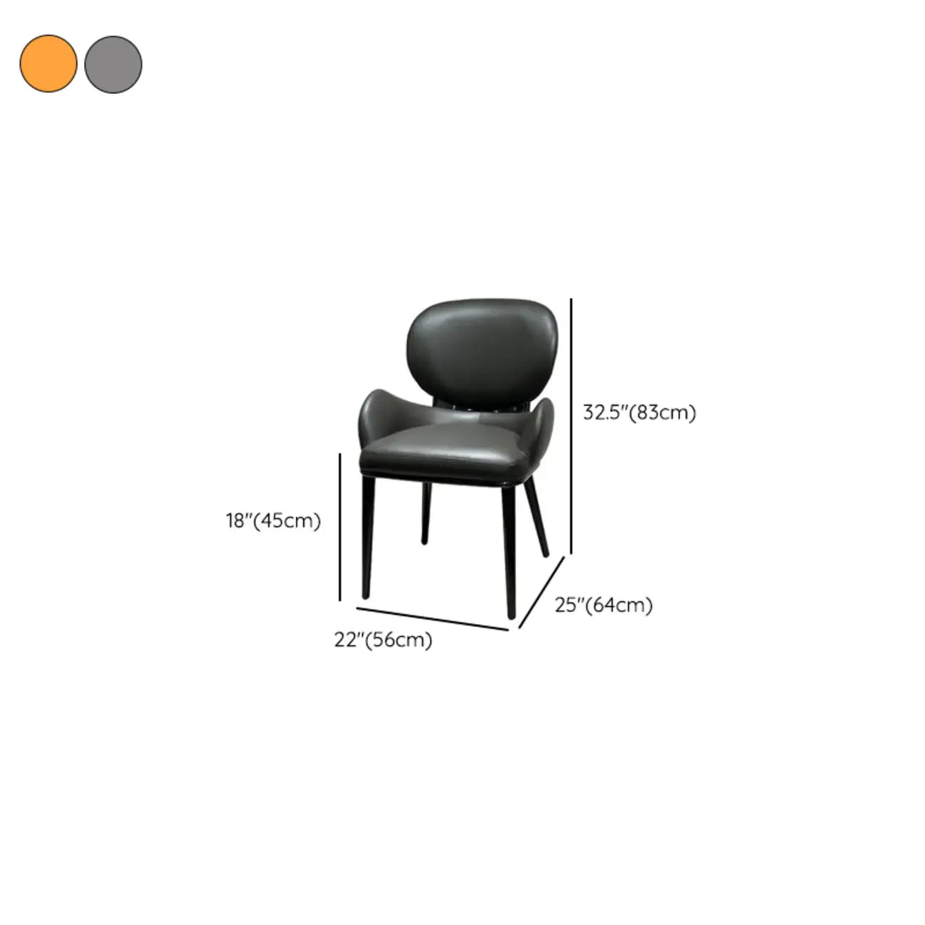 Chaises de salle à manger contemporaines orange rembourrées à dossier ouvert