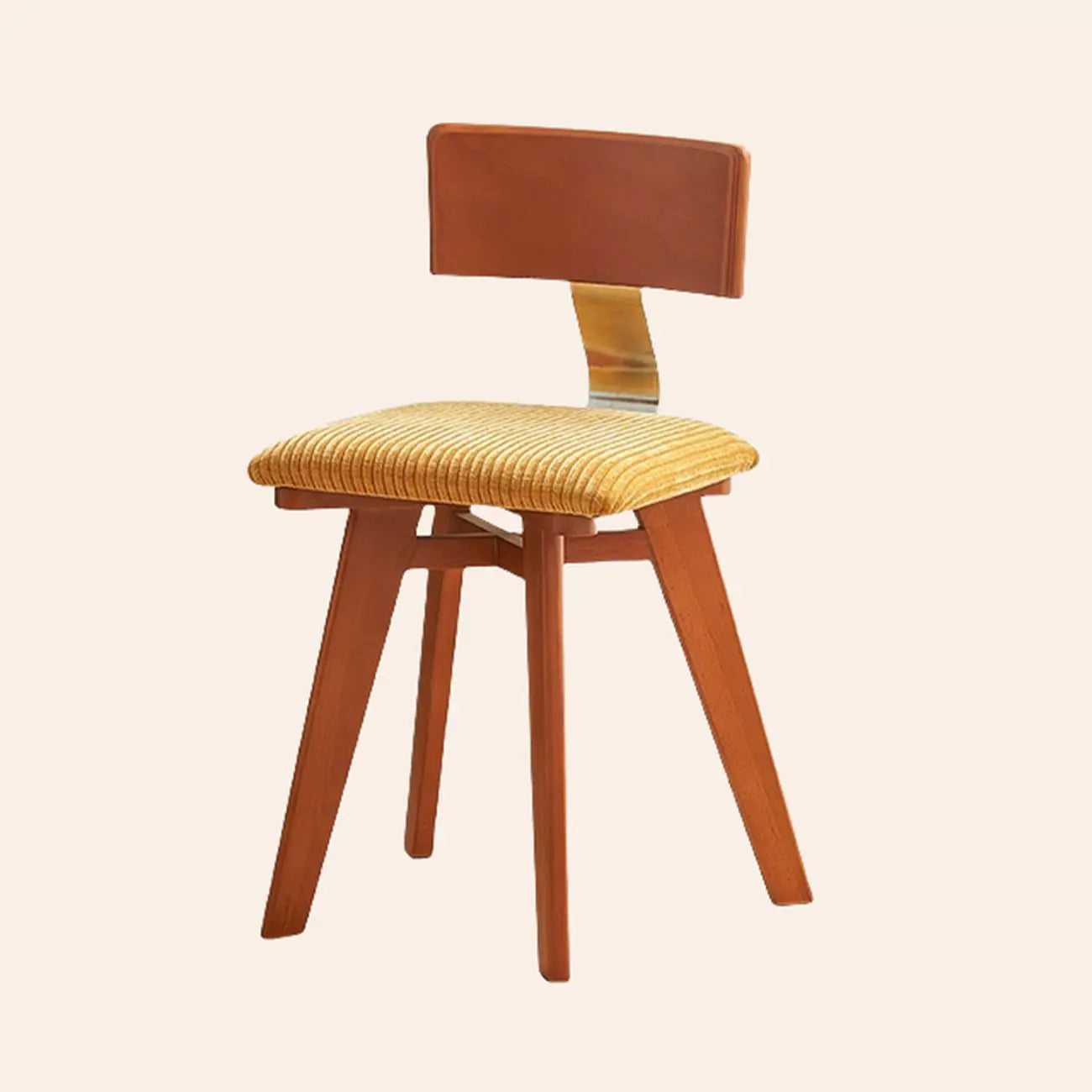 Chaise de salle à manger en bois sans accoudoirs, rembourrée, de style moderne du milieu du siècle