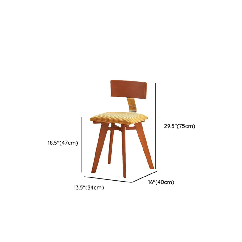 Chaise de salle à manger en bois sans accoudoirs, rembourrée, de style moderne du milieu du siècle