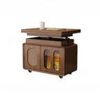 Table d'appoint élégante en bois brun à roulettes, plateau réglable