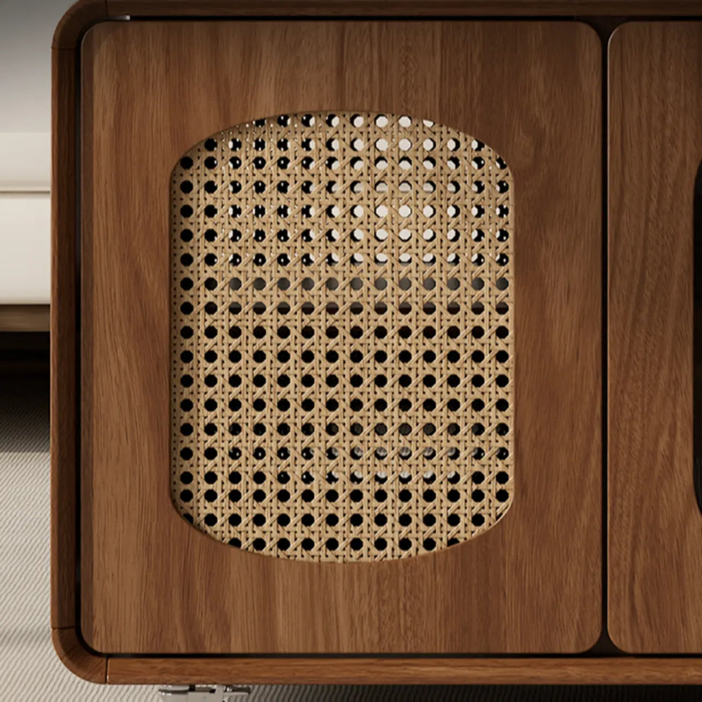 Table d'appoint élégante en bois brun à roulettes, plateau réglable