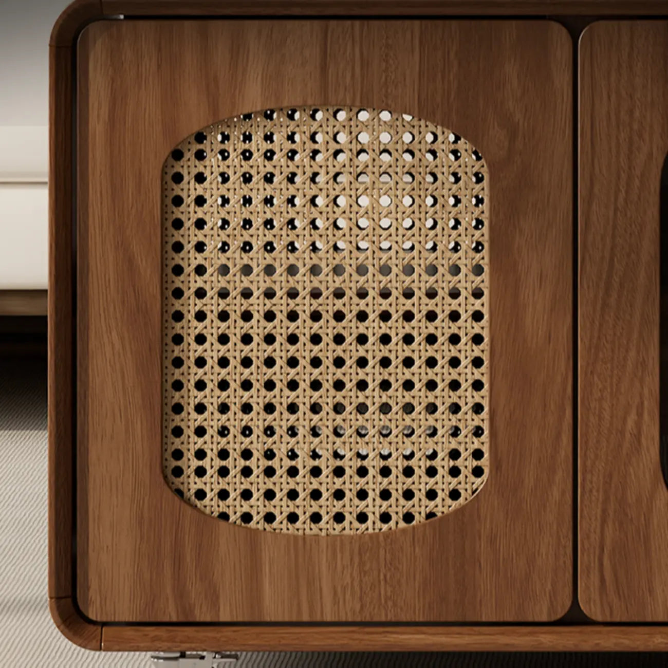 Table d'appoint élégante en bois brun à roulettes, plateau réglable
