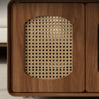 Table d'appoint élégante en bois brun à roulettes, plateau réglable