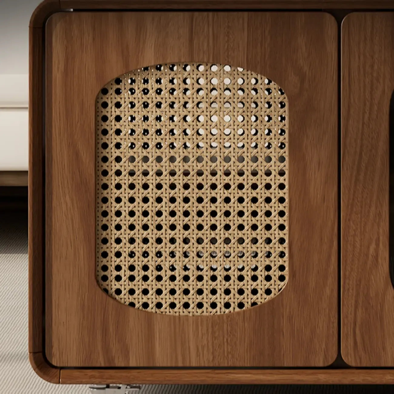 Table d'appoint élégante en bois brun à roulettes, plateau réglable