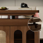 Table d'appoint élégante en bois brun à roulettes, plateau réglable
