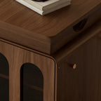 Table d'appoint élégante en bois brun à roulettes, plateau réglable
