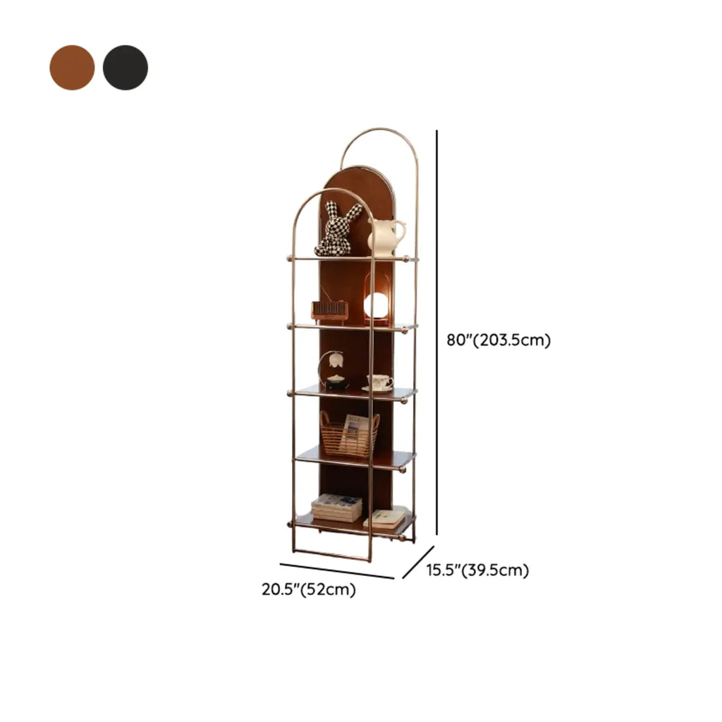 Bibliothèque verticale minimaliste à 5 étagères en acier inoxydable