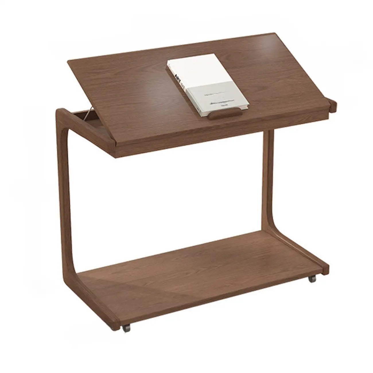Tavolino con rotelle a C in legno regolabile in altezza