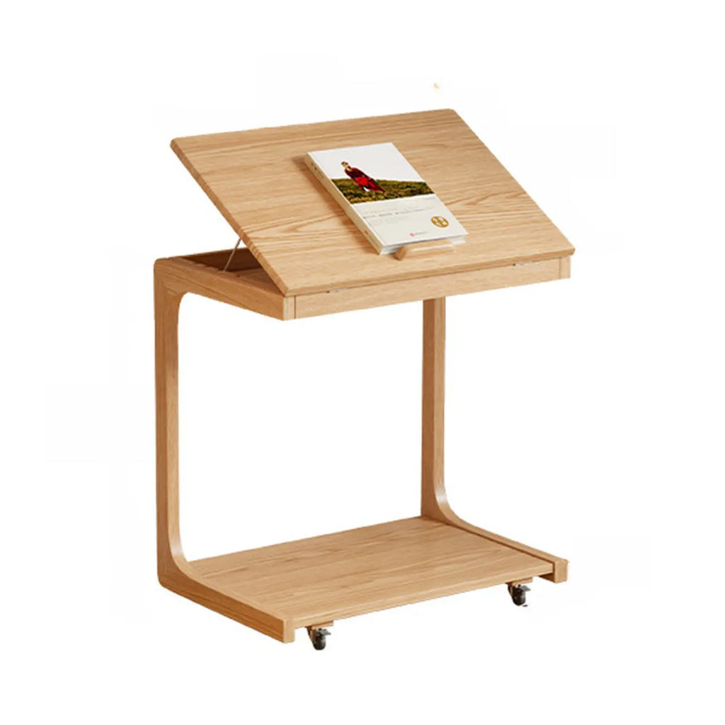 Tavolino con rotelle a C in legno regolabile in altezza
