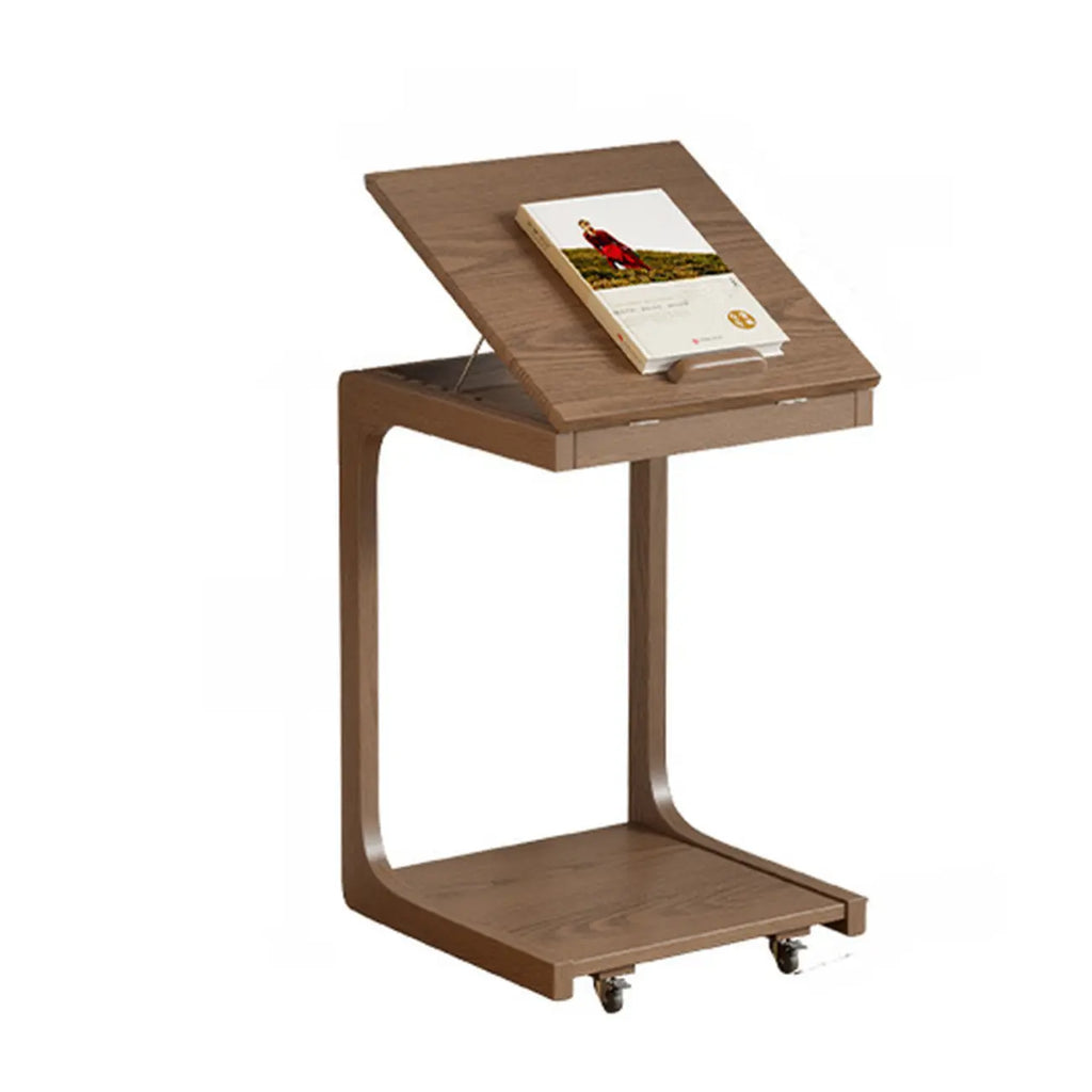 Tavolino con rotelle a C in legno regolabile in altezza
