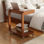 Tavolino con rotelle a C in legno regolabile in altezza