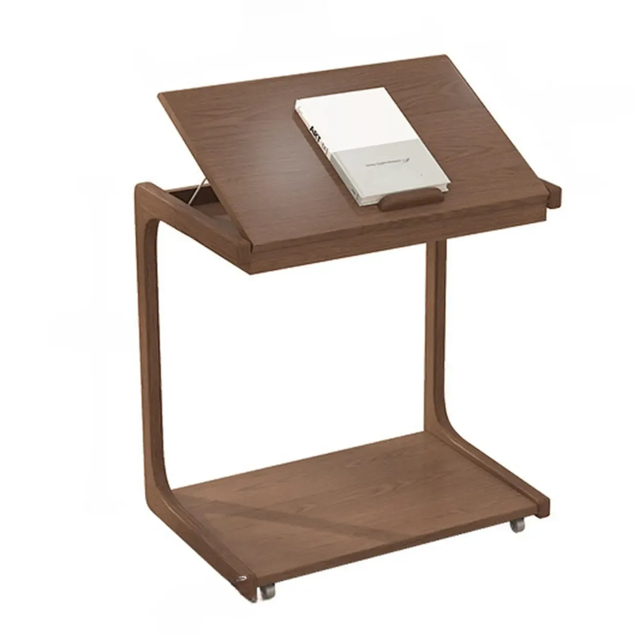 Tavolino con rotelle a C in legno regolabile in altezza