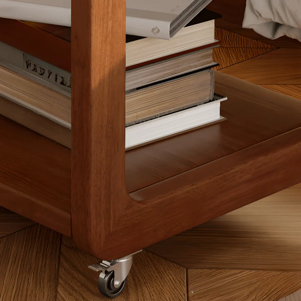 Tavolino con rotelle a C in legno regolabile in altezza