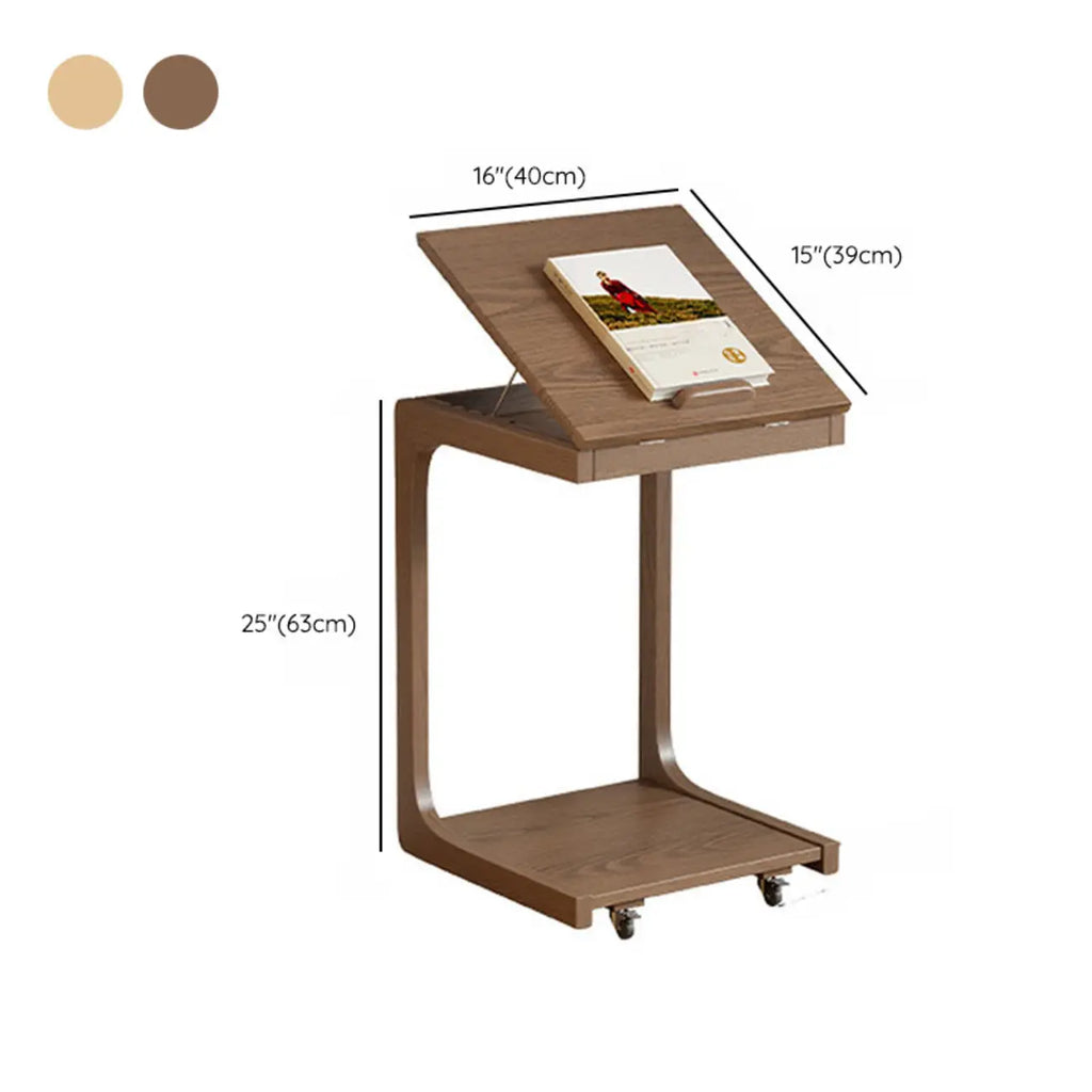 Tavolino con rotelle a C in legno regolabile in altezza