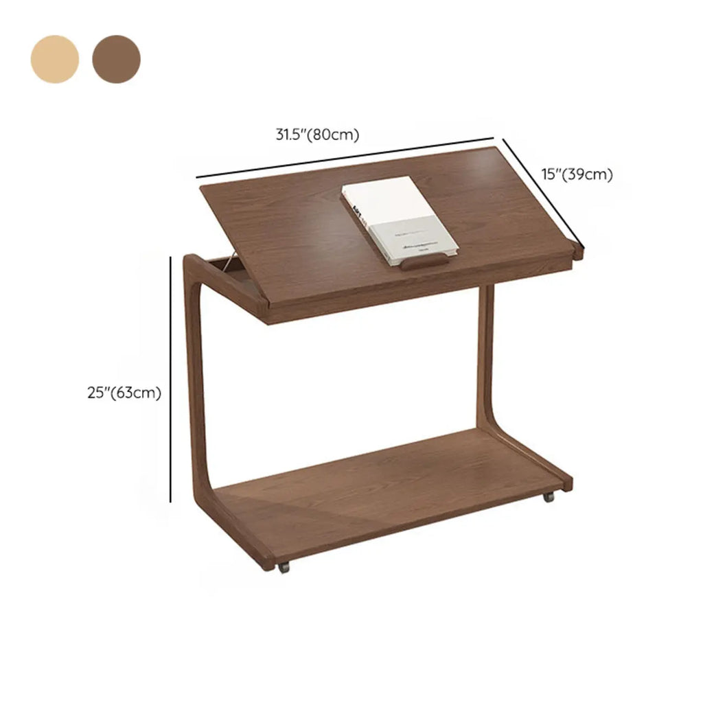 Tavolino con rotelle a C in legno regolabile in altezza