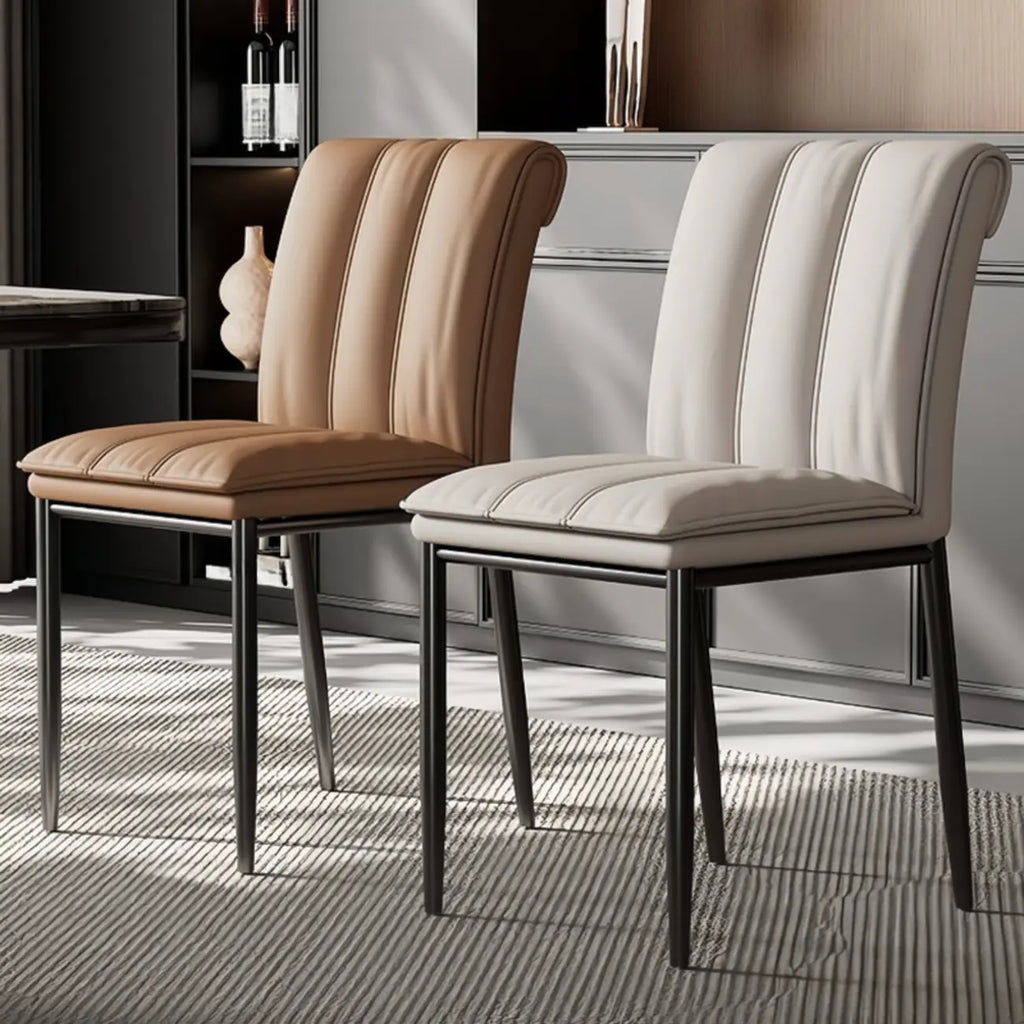 Chaises de salle à manger rembourrées à dossier bas avec capitonnage vertical