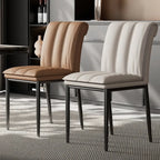 Chaises de salle à manger rembourrées à dossier bas avec capitonnage vertical