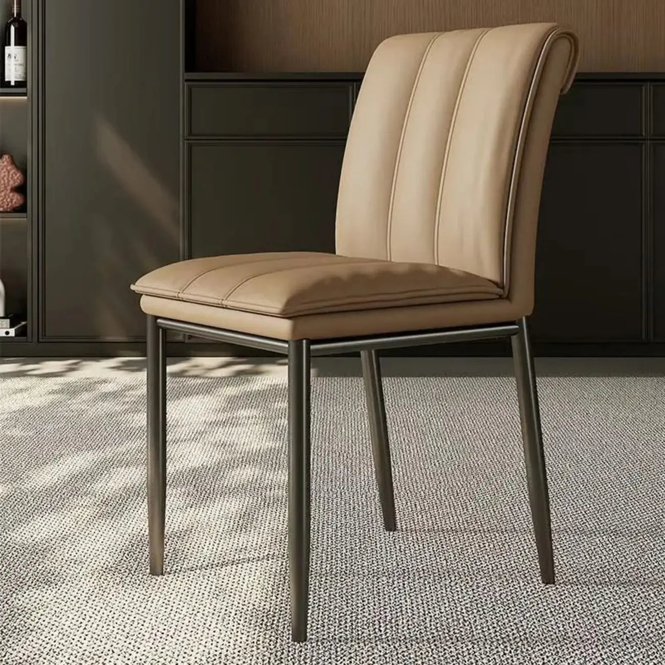 Chaises de salle à manger rembourrées à dossier bas avec capitonnage vertical