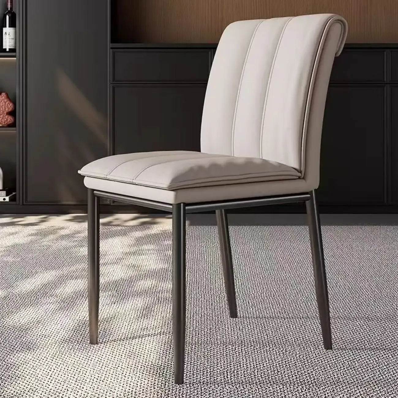 Chaises de salle à manger rembourrées à dossier bas avec capitonnage vertical