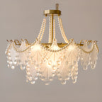 Lustre en perles de cristal doré au design élégant