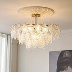 Lustre en perles de cristal doré au design élégant
