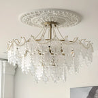 Lustre en perles de cristal doré au design élégant