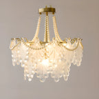 Lustre en perles de cristal doré au design élégant