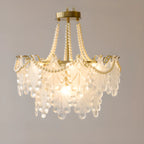 Lustre en perles de cristal doré au design élégant