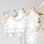 Lustre en perles de cristal doré au design élégant